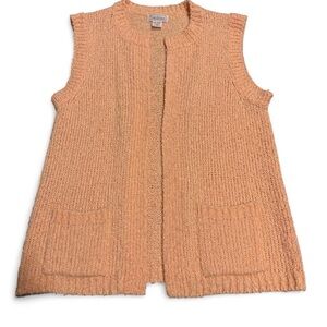 Vintage Townhouse Peach Knit Cardigan With Pockets (M)